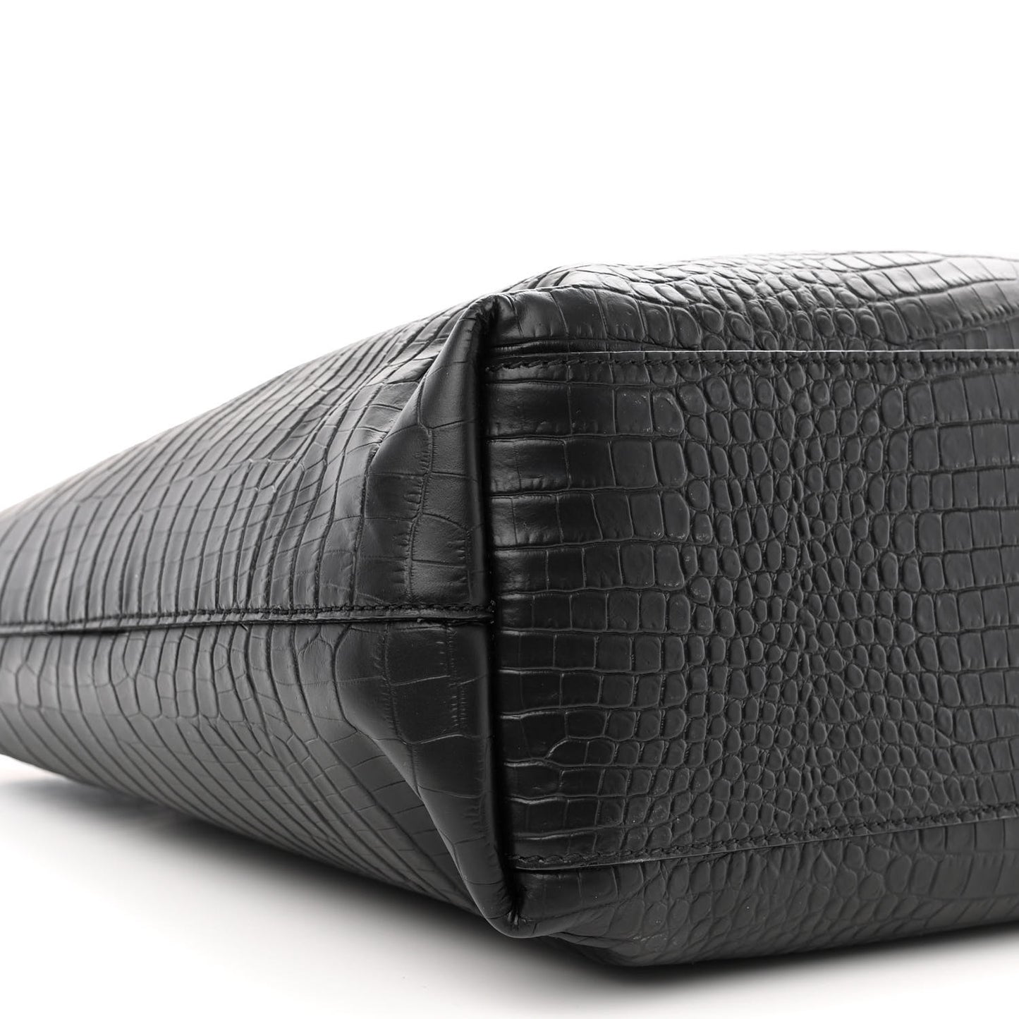 Calfskin Crocodile Embossed Nine2Five East West Tote Black