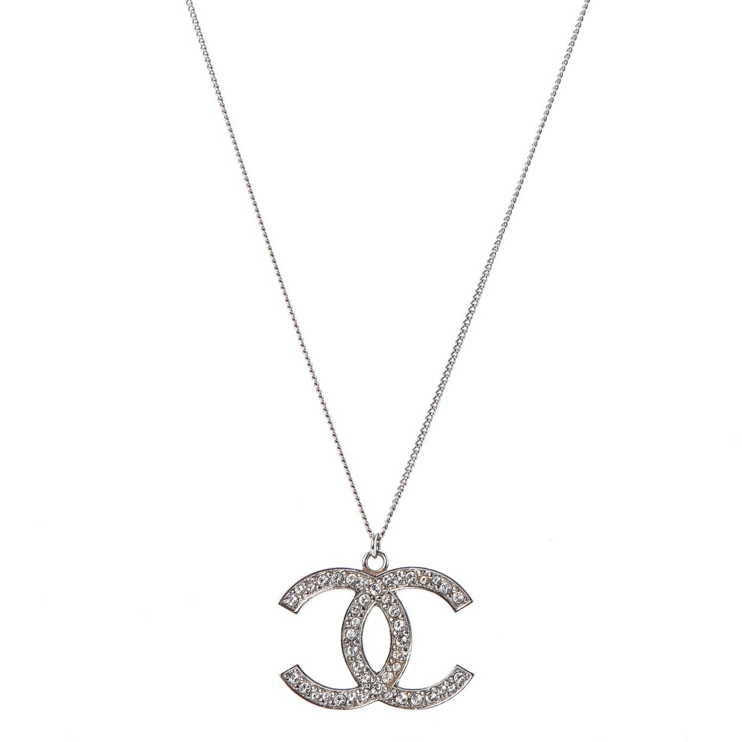 Crystal Large CC Necklace Silver