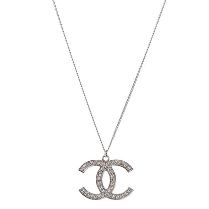 Chanel Crystal Large CC Necklace Silver 1 of 5