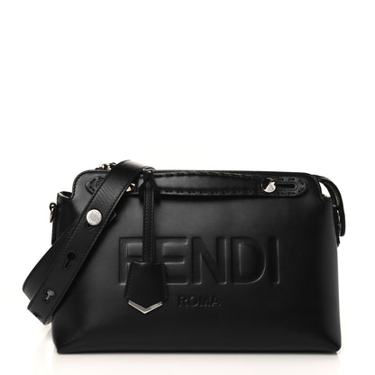 Fendi Vitello King Logo Embossed Medium By The Way Boston Bag Black 1 of 9