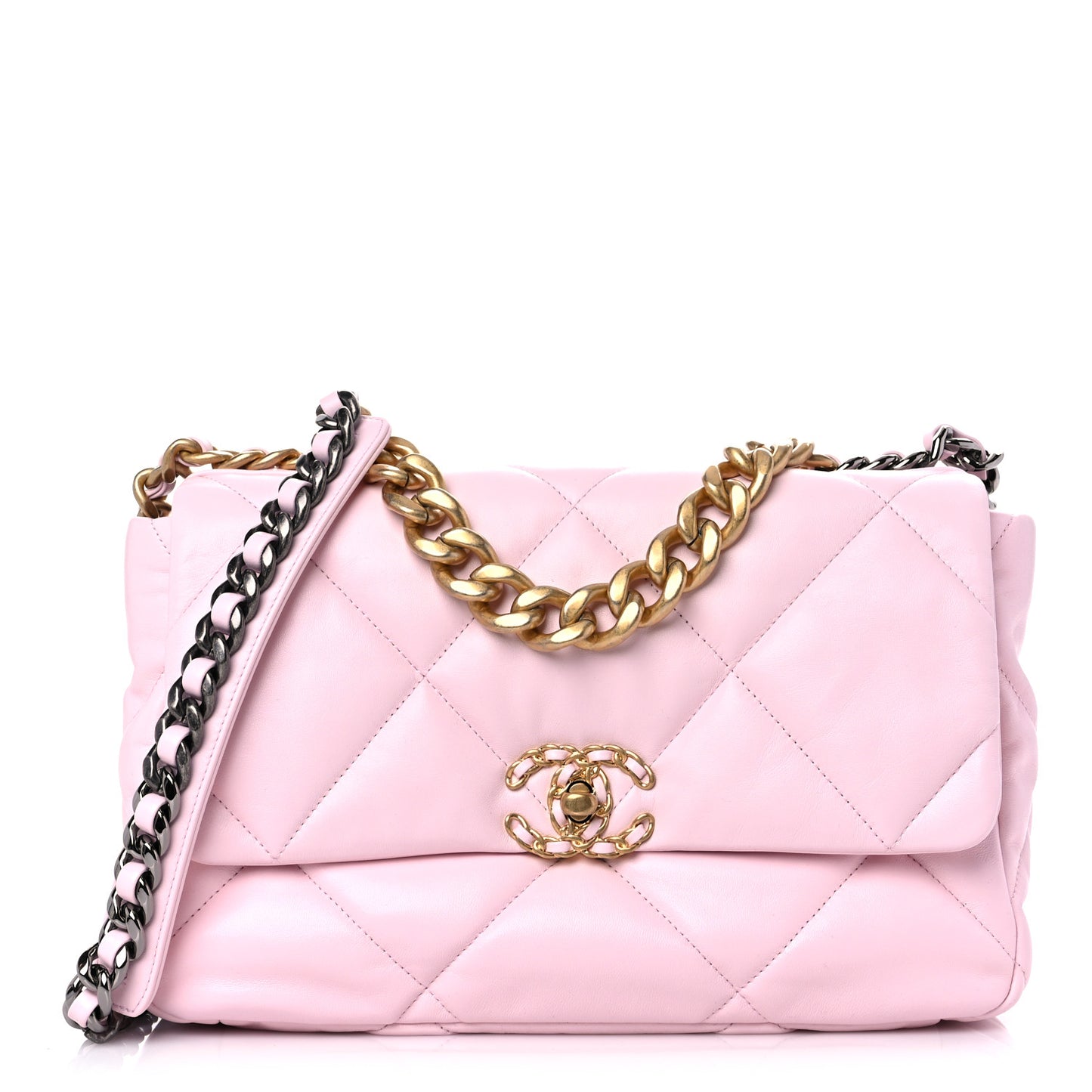 Lambskin Quilted Large Chanel 19 Flap Light Pink