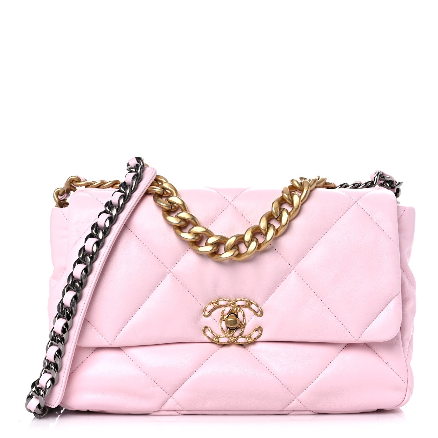 Chanel Lambskin Quilted Large Chanel 19 Flap Light Pink 1 of 9