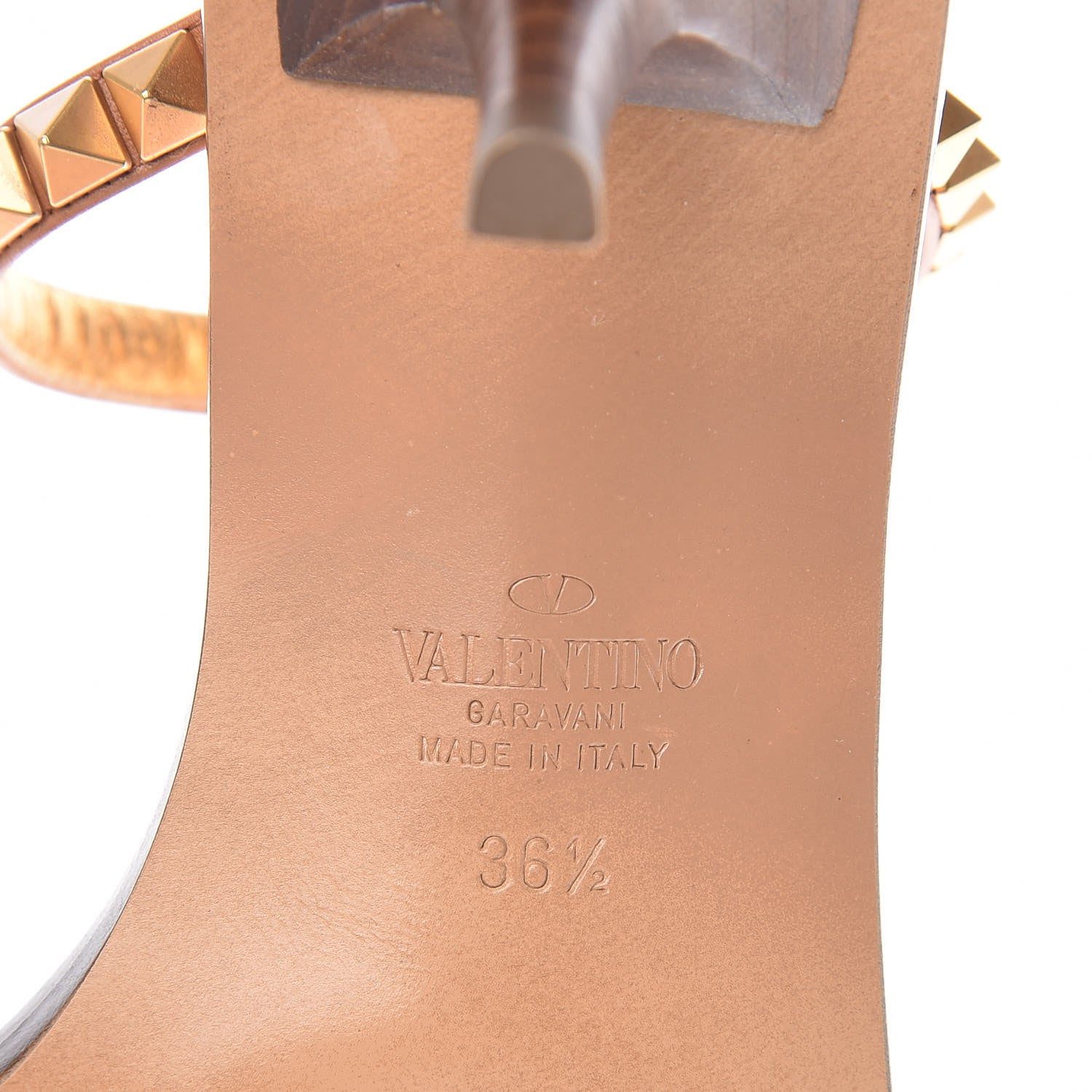 Valentino Garavani Calfskin Rockstud No Limit Sandals 36.5 Tan 6 of 7