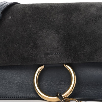 Chloe Suede Calfskin Small Faye Shoulder Bag Silver Blue 9 of 9