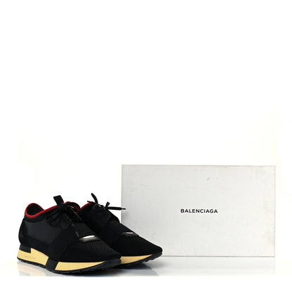 Balenciaga Calfskin Neoprene Mesh Suede Race Runner Sneakers 41 Black Yellow 10 of 10