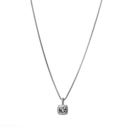 David Yurman Sterling Silver Diamond White Topaz 7mm Petite Albion Pendant Necklace 1 of 6