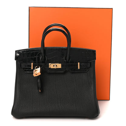 Hermes Togo Shiny Niloticus Crocodile Birkin Touch 25 Black 11 of 11