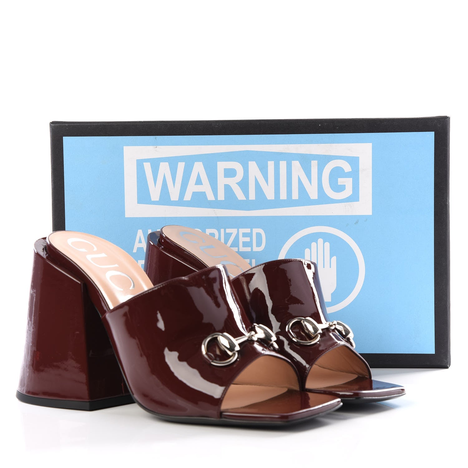 Gucci Patent Lexi Horsebit High-Heel Slide Sandals 39.5 Bordeaux 9 of 9