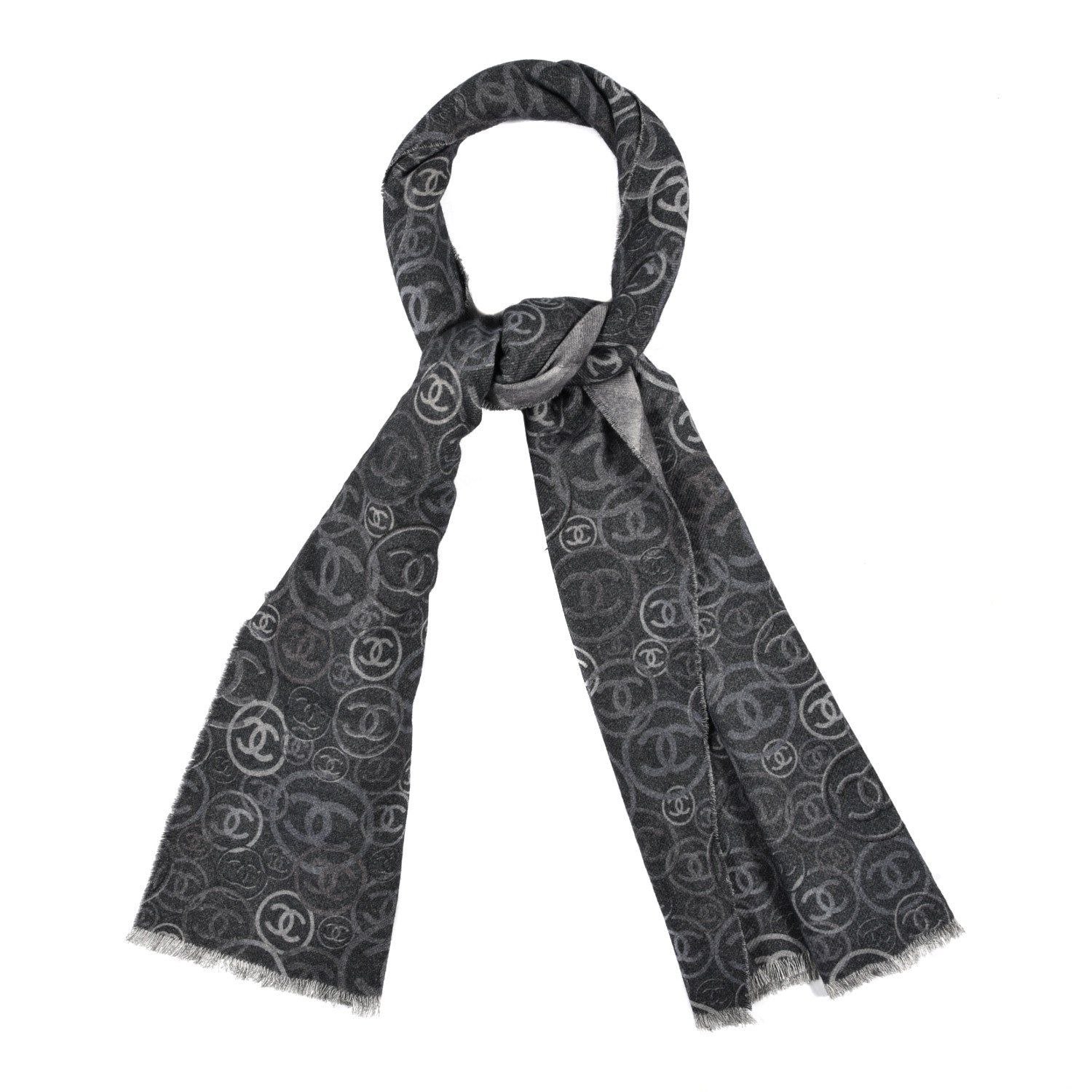 Chanel Cashmere CC Map Reversible Quilted Stole Grey 1 of 4