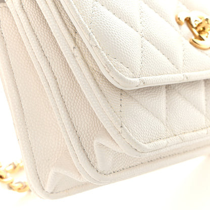 Chanel Shiny Caviar Quilted Flap Charm Small Wallet On Chain WOC White 15 of 15
