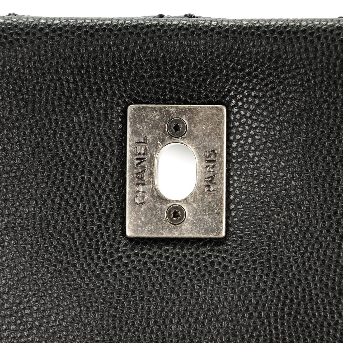 Caviar Lizard Quilted Small Coco Handle Flap Black