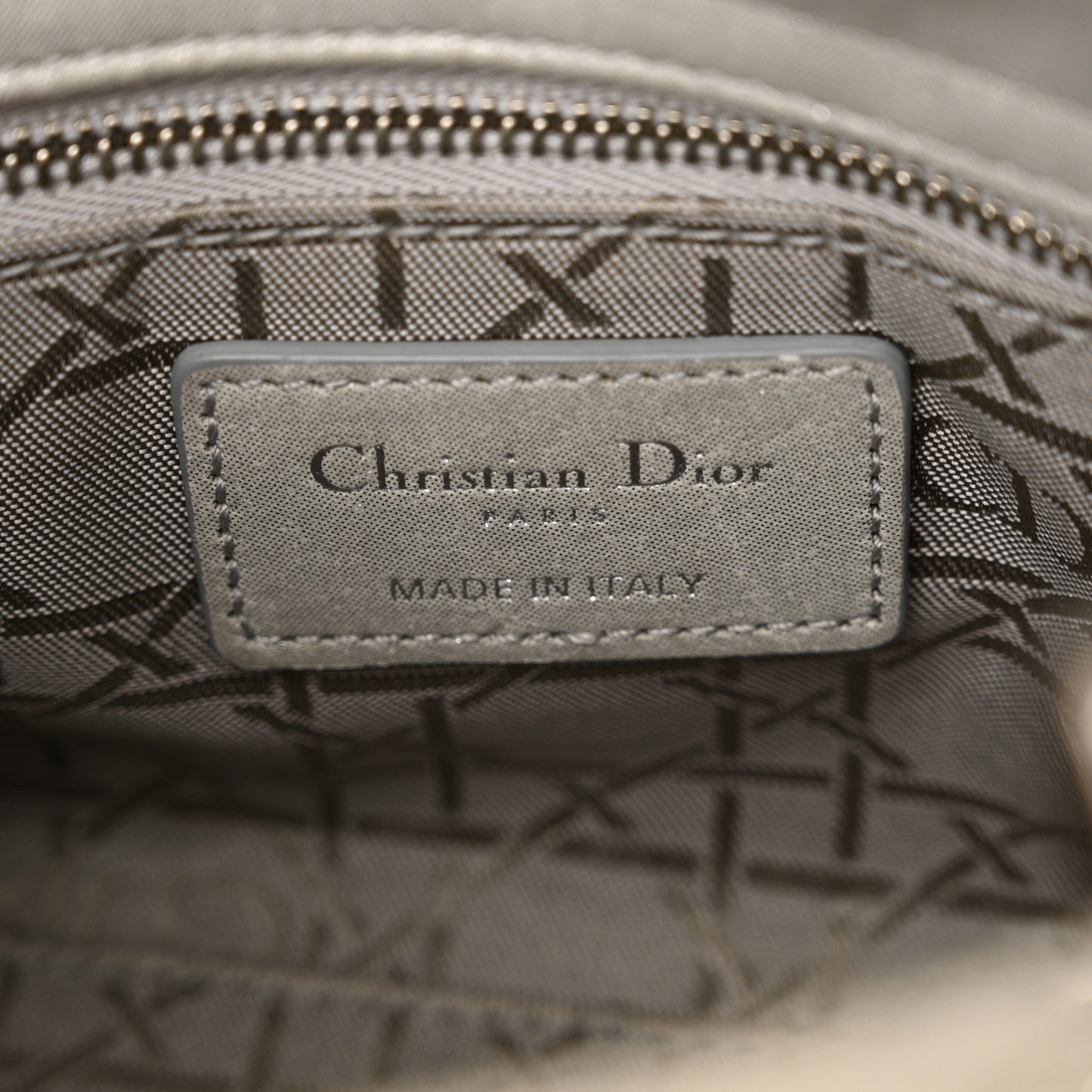 Metallic Lambskin Cannage Mini Lady Dior Silver