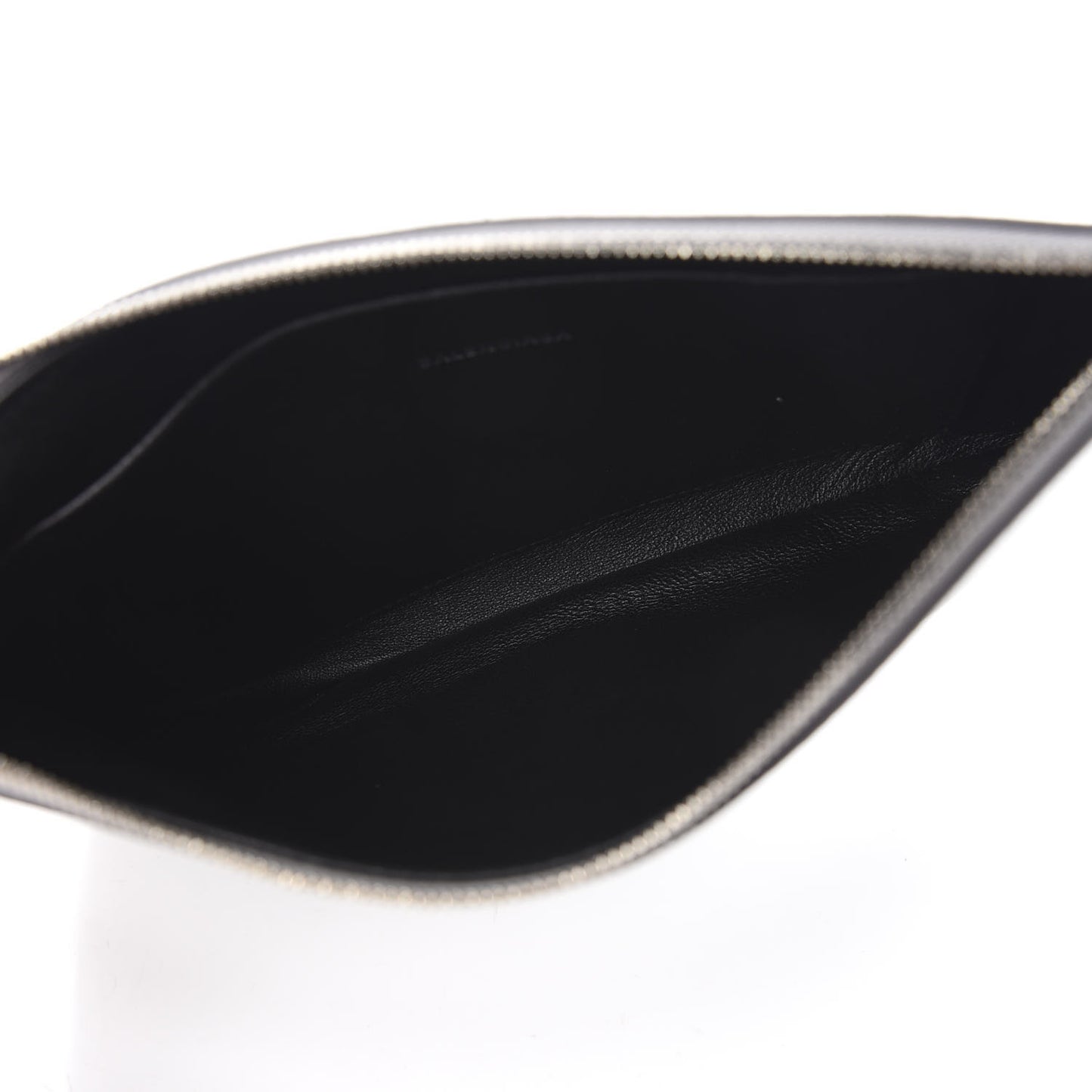 Metallic Goatskin Logo Large Everyday Zip Pouch Argent Black