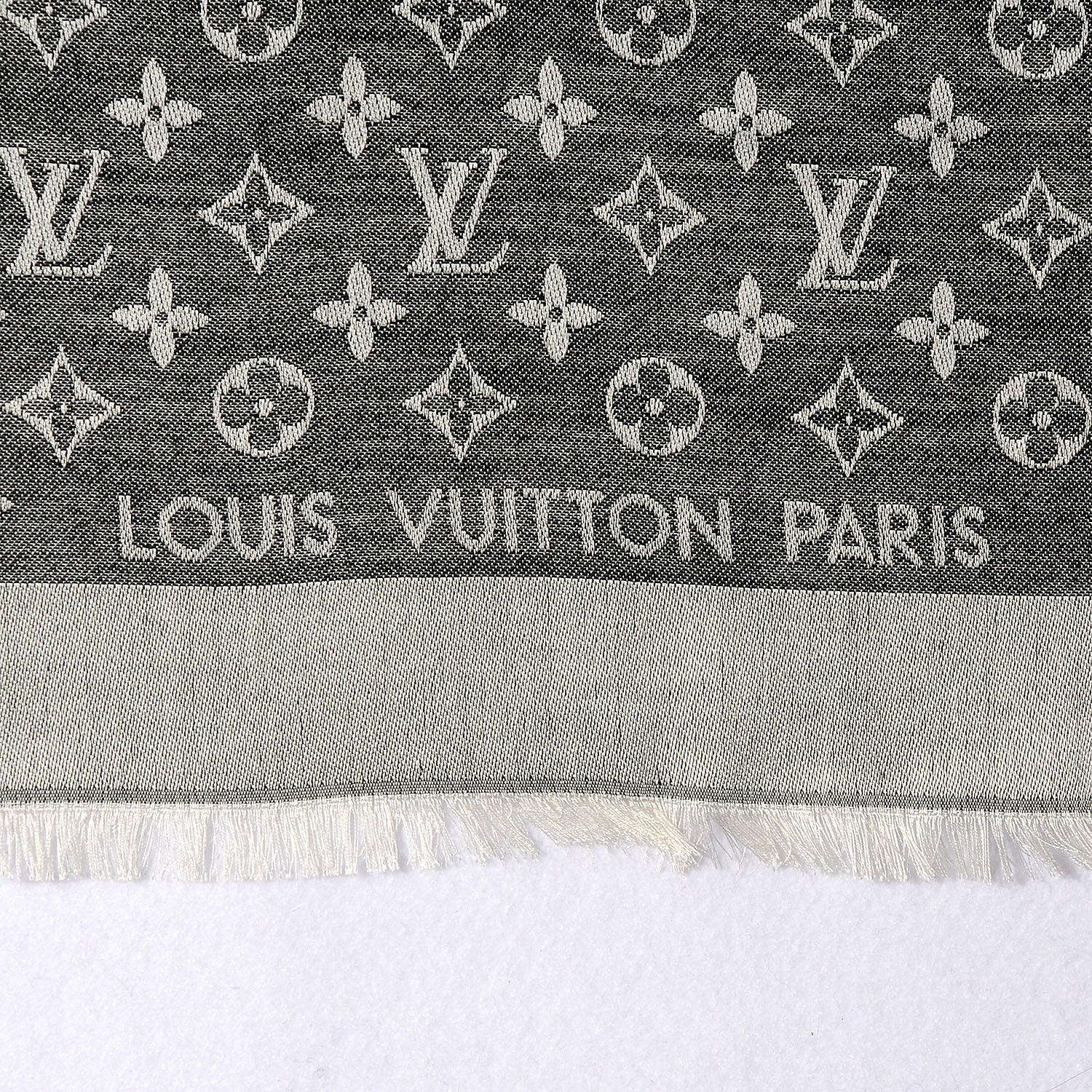 Louis Vuitton Wool Silk Monogram Denim Shawl Black 4 of 6