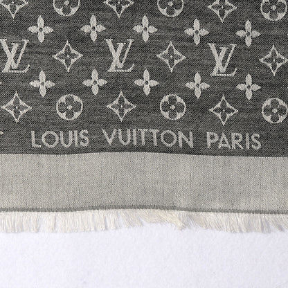 Louis Vuitton Wool Silk Monogram Denim Shawl Black 4 of 6