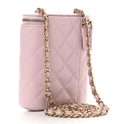 Chanel Caviar Quilted Small Vertical Coco Beauty Vanity Case With Chain Light Pink 3 of 9