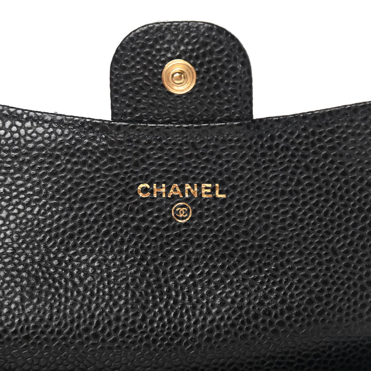 Caviar Quilted Flap Card Holder Wallet Black