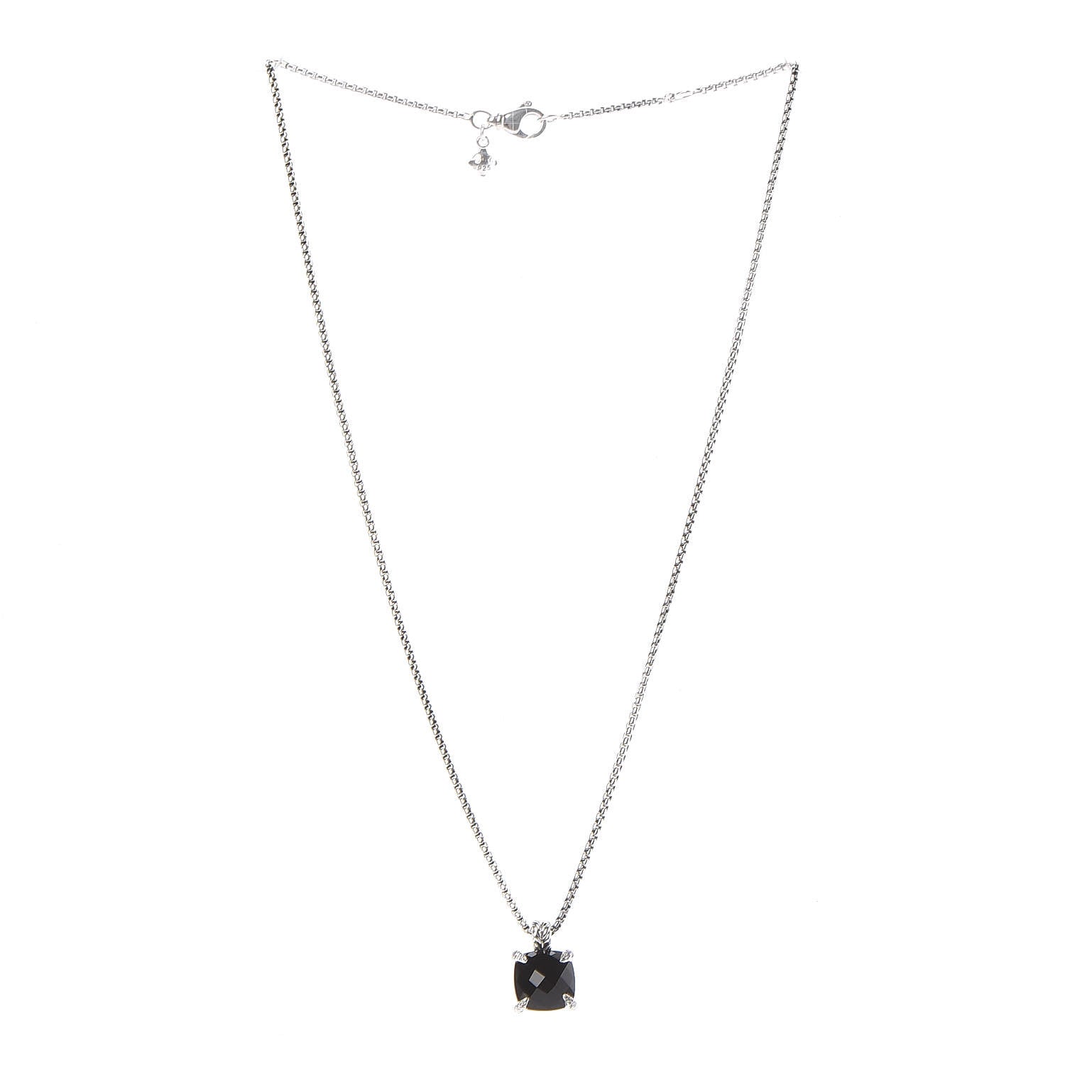 David Yurman Sterling Silver Diamond Black Onyx 11mm Chatelaine Pendant Necklace 3 of 6