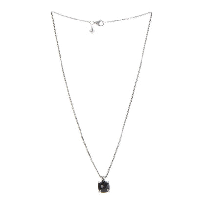 David Yurman Sterling Silver Diamond Black Onyx 11mm Chatelaine Pendant Necklace 3 of 6