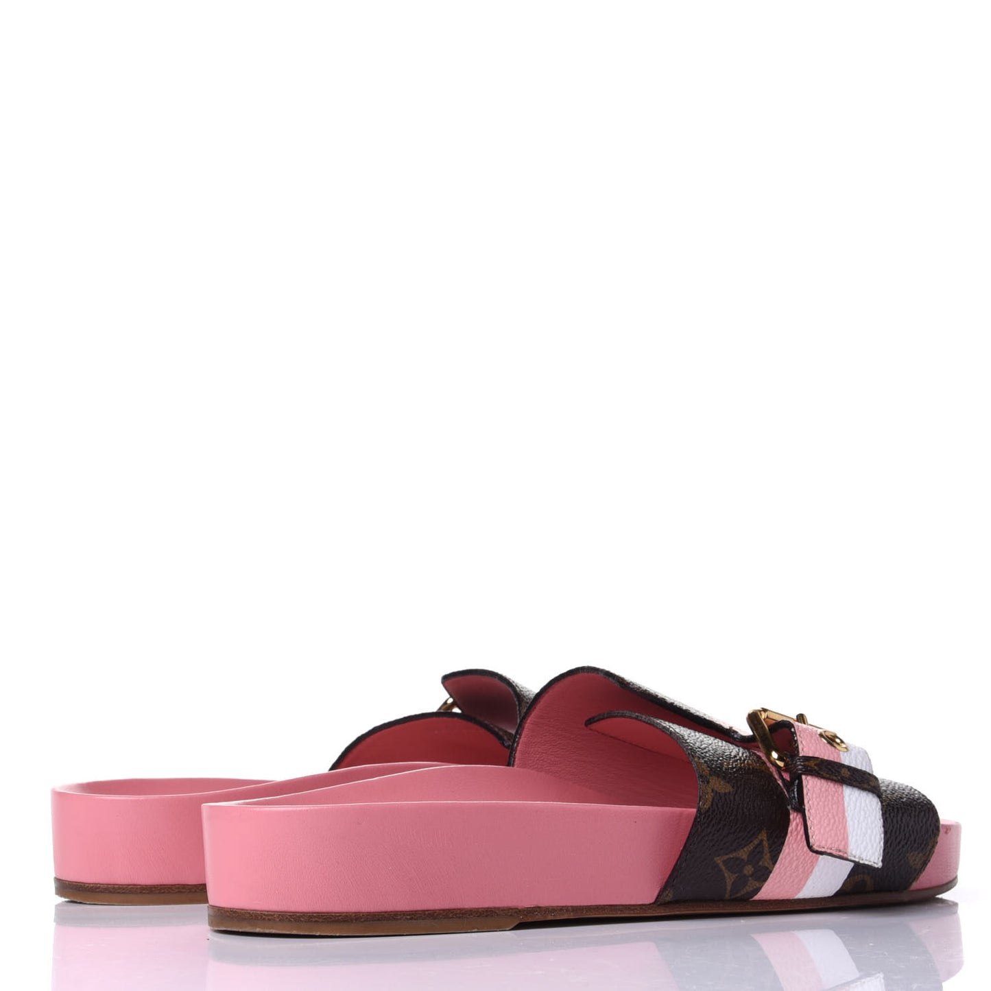 Patent Monogram Bom Dia Flat Mule 37.5 Rose White