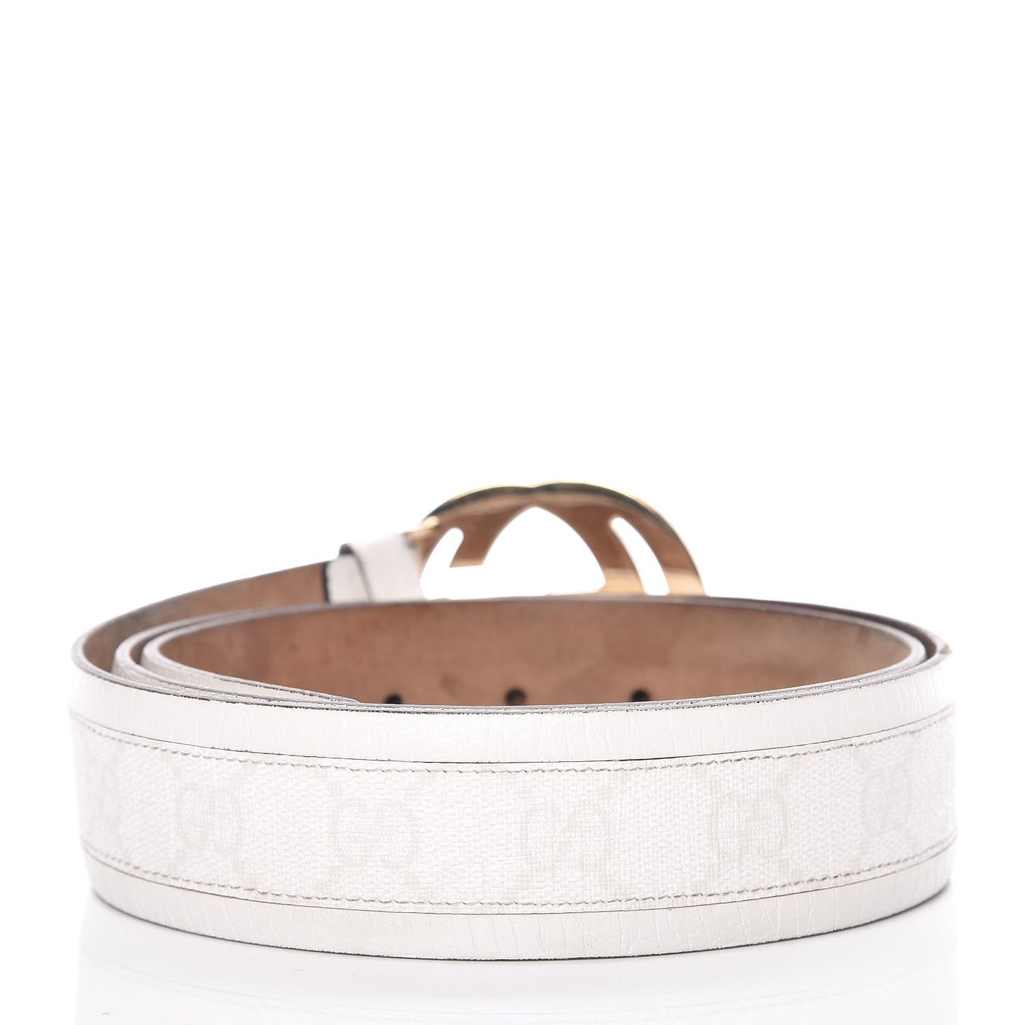 GG Plus Monogram Calfskin Interlocking G 40mm Belt 95 38 White