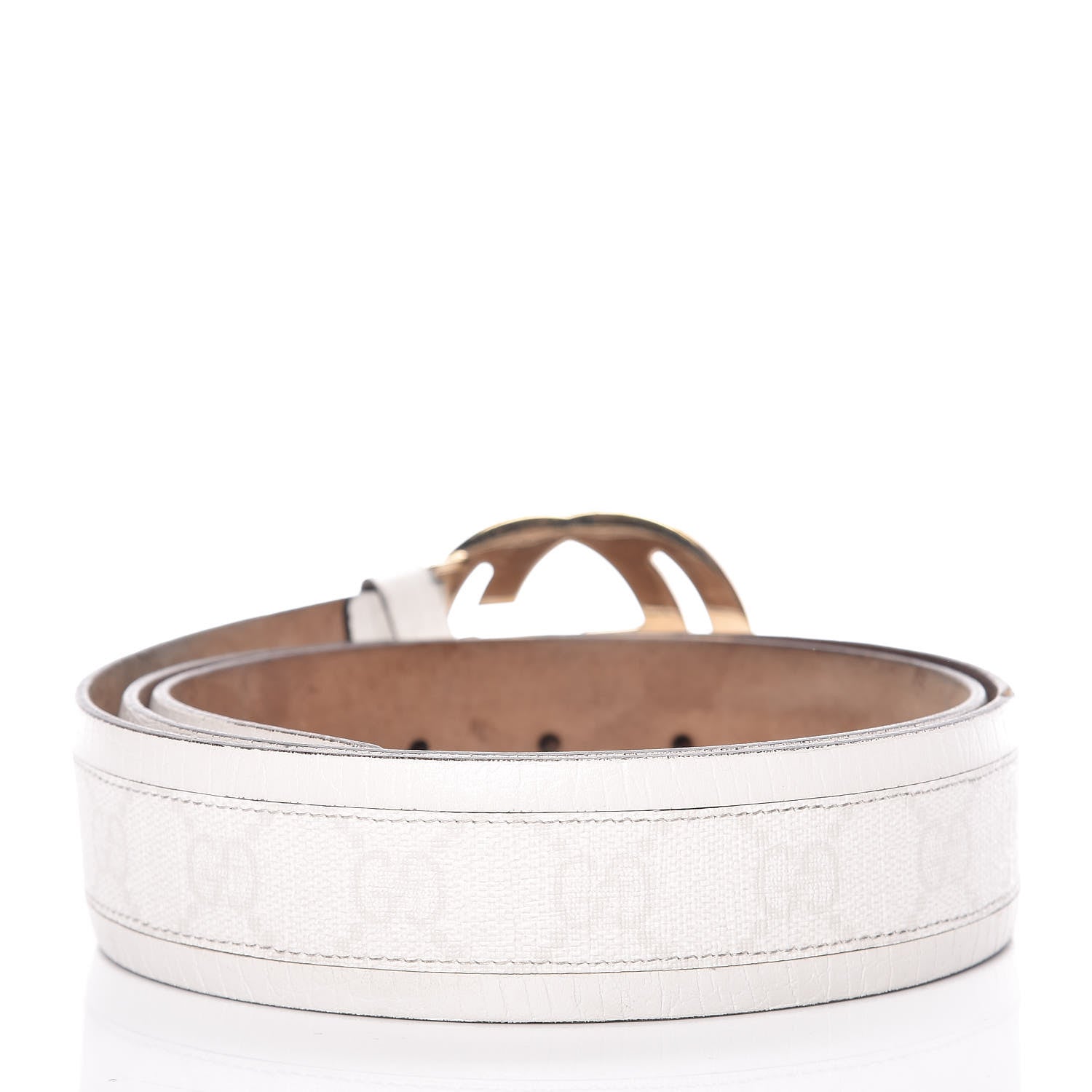 Gucci GG Plus Monogram Calfskin Interlocking G 40mm Belt 95 38 White 3 of 16