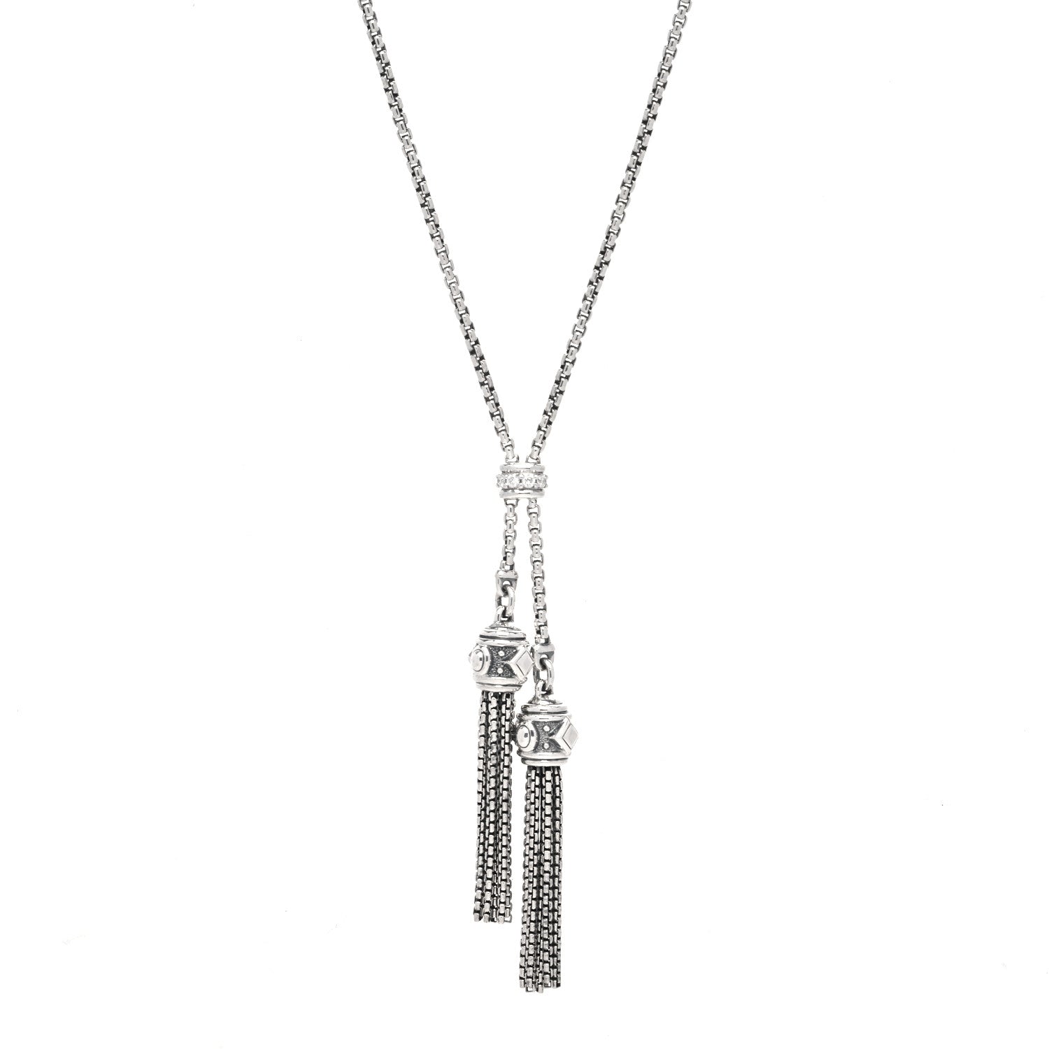 David Yurman Sterling Silver Diamond Renaissance Tassel Necklace 1 of 6