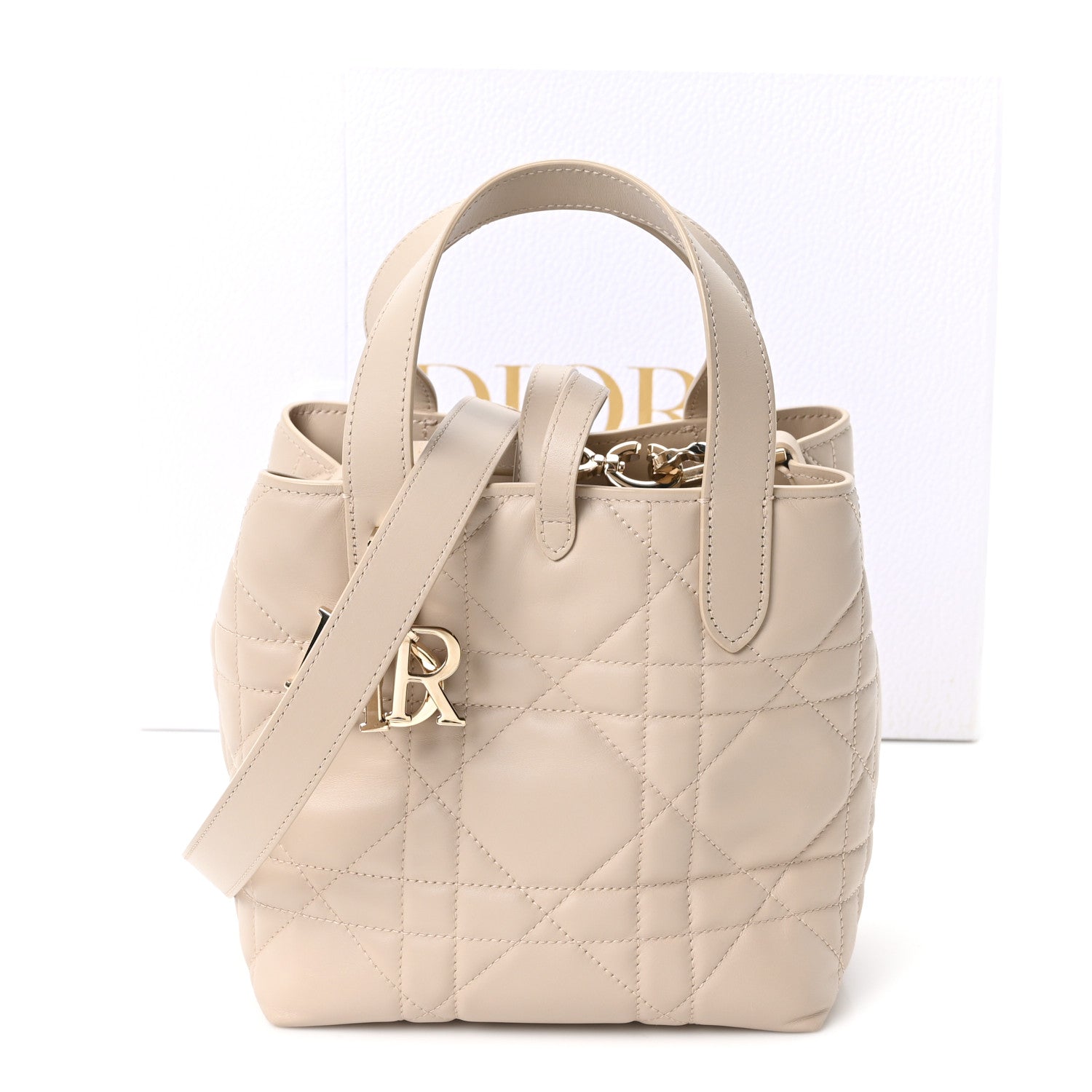 Christian Dior Calfskin Macrocannage Small Toujours Vertical Tote Powder Beige 10 of 10