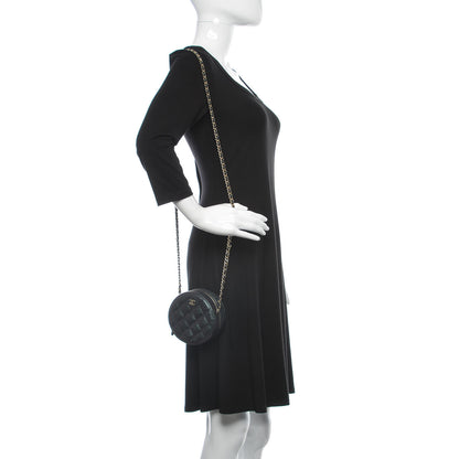 Chanel Iridescent Caviar Quilted Round Clutch With Chain Black 2 of 10