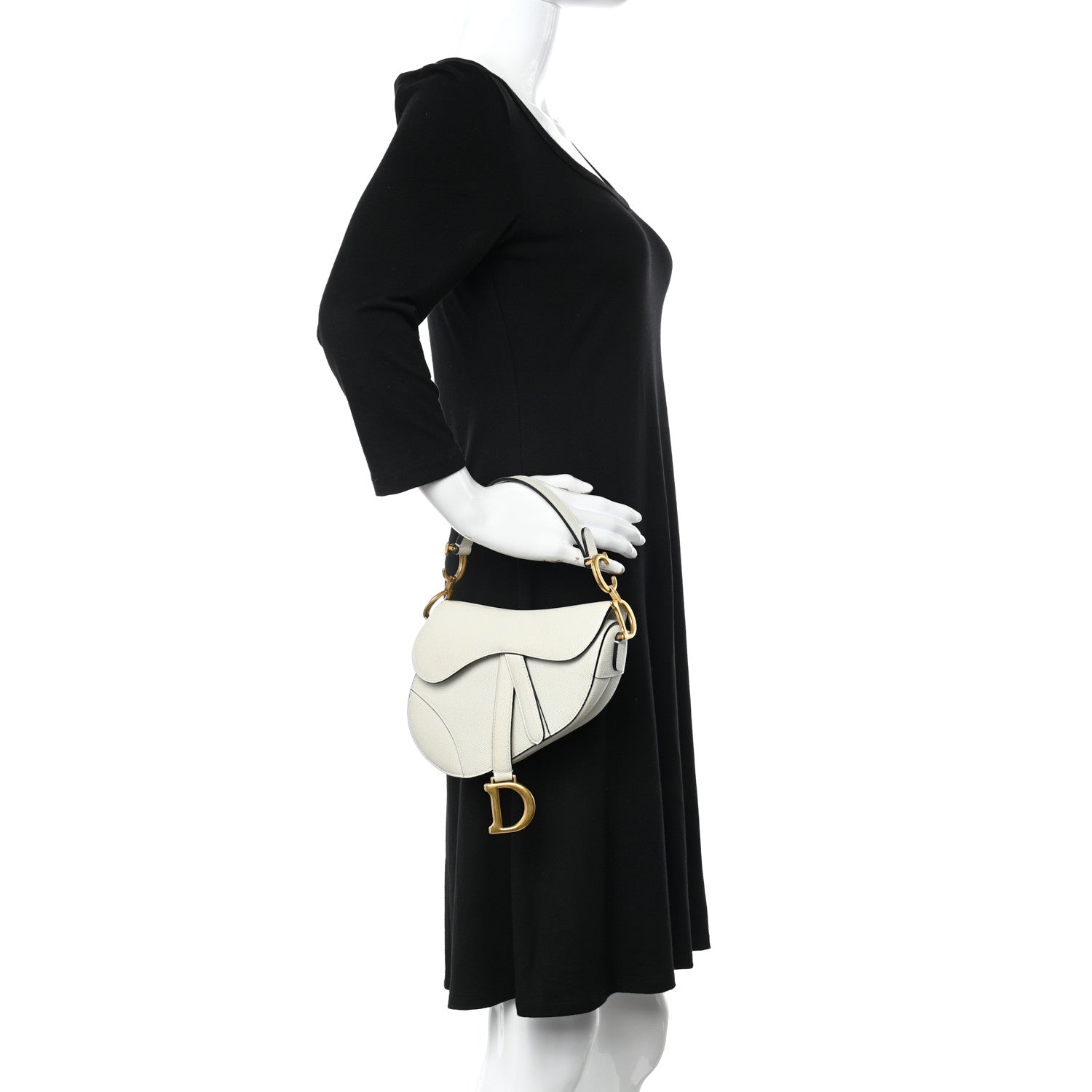 Christian Dior Grained Calfskin Mini Saddle Bag White 2 of 13