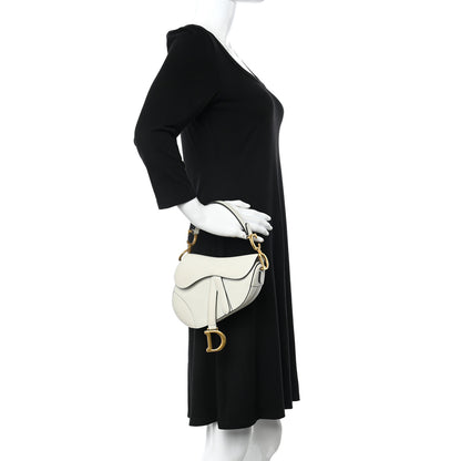 Christian Dior Grained Calfskin Mini Saddle Bag White 2 of 13