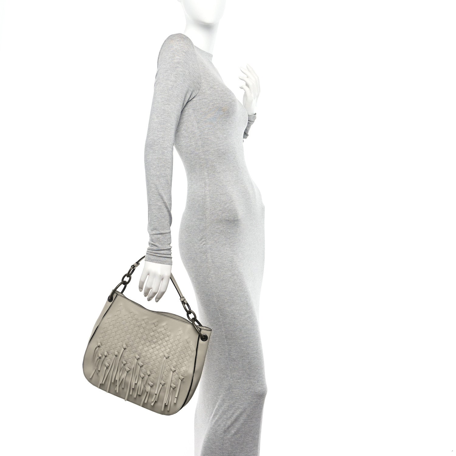 Bottega Veneta Nappa Intrecciato Fringe Large Brio Loop Hobo Beige 2 of 10