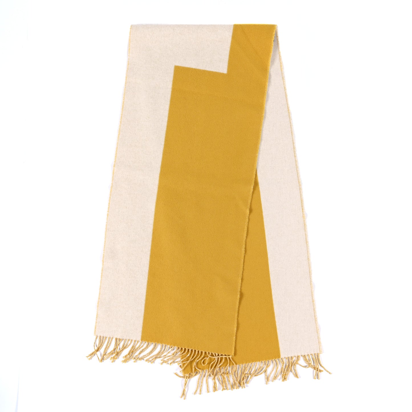 Cashmere Casaque Double H Muffler Jaune De Naples Ivory