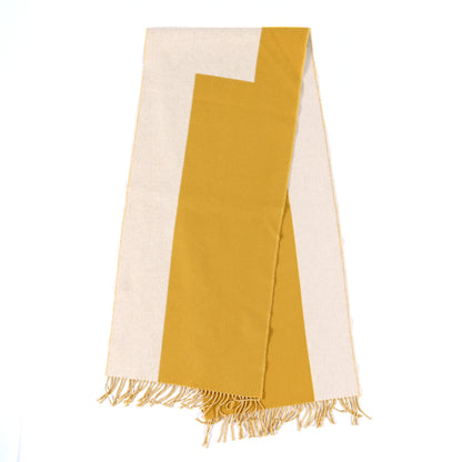 Hermes Cashmere Casaque Double H Muffler Jaune De Naples Ivory 2 of 4