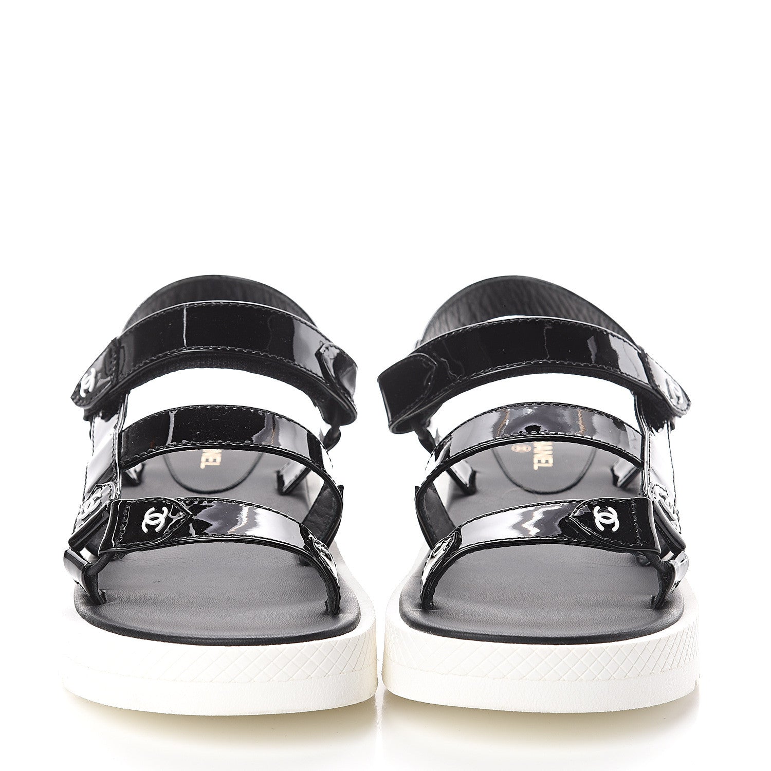 Chanel Patent CC Platform Sandals 38 Black 2 of 8