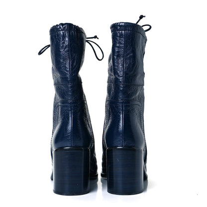 Chanel Crumpled Calfskin Quilted Cap Toe Short Boots 39.5 Blue Black 5 of 8