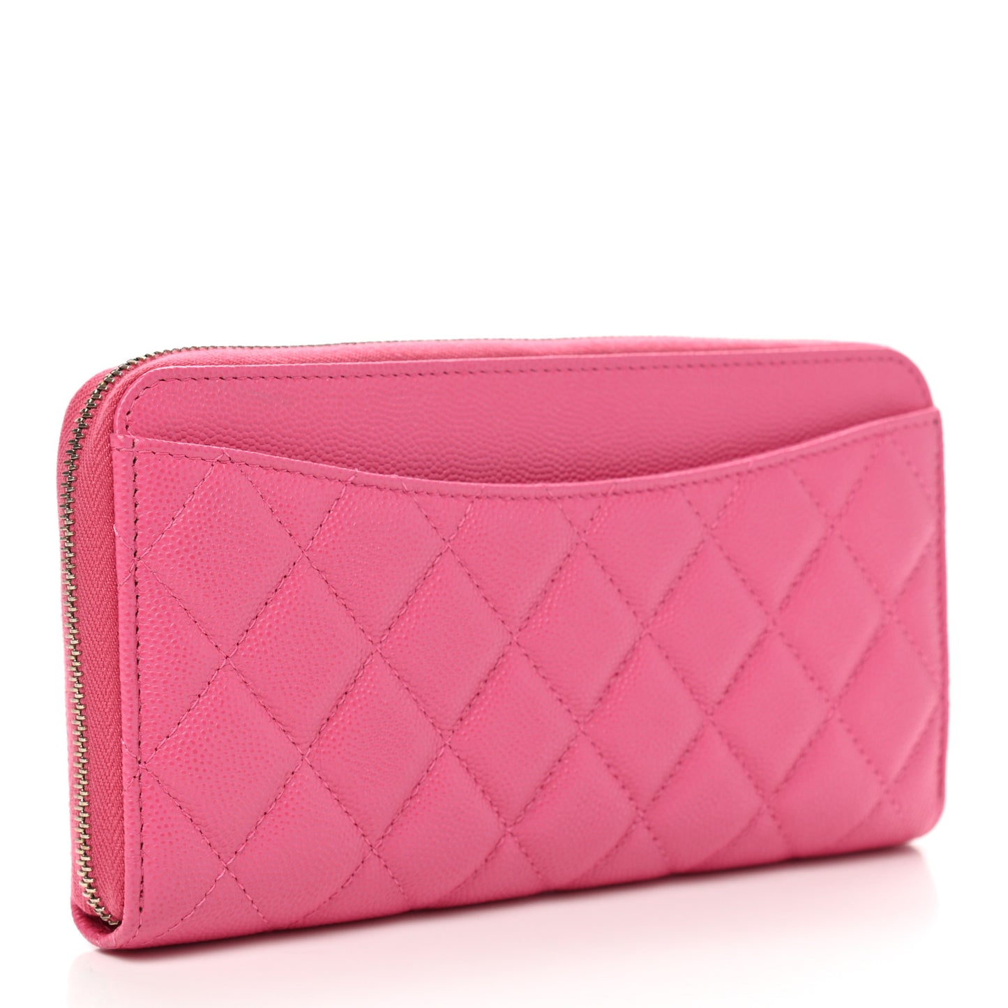 Caviar Quilted Large Gusset Zip Around Wallet Pink