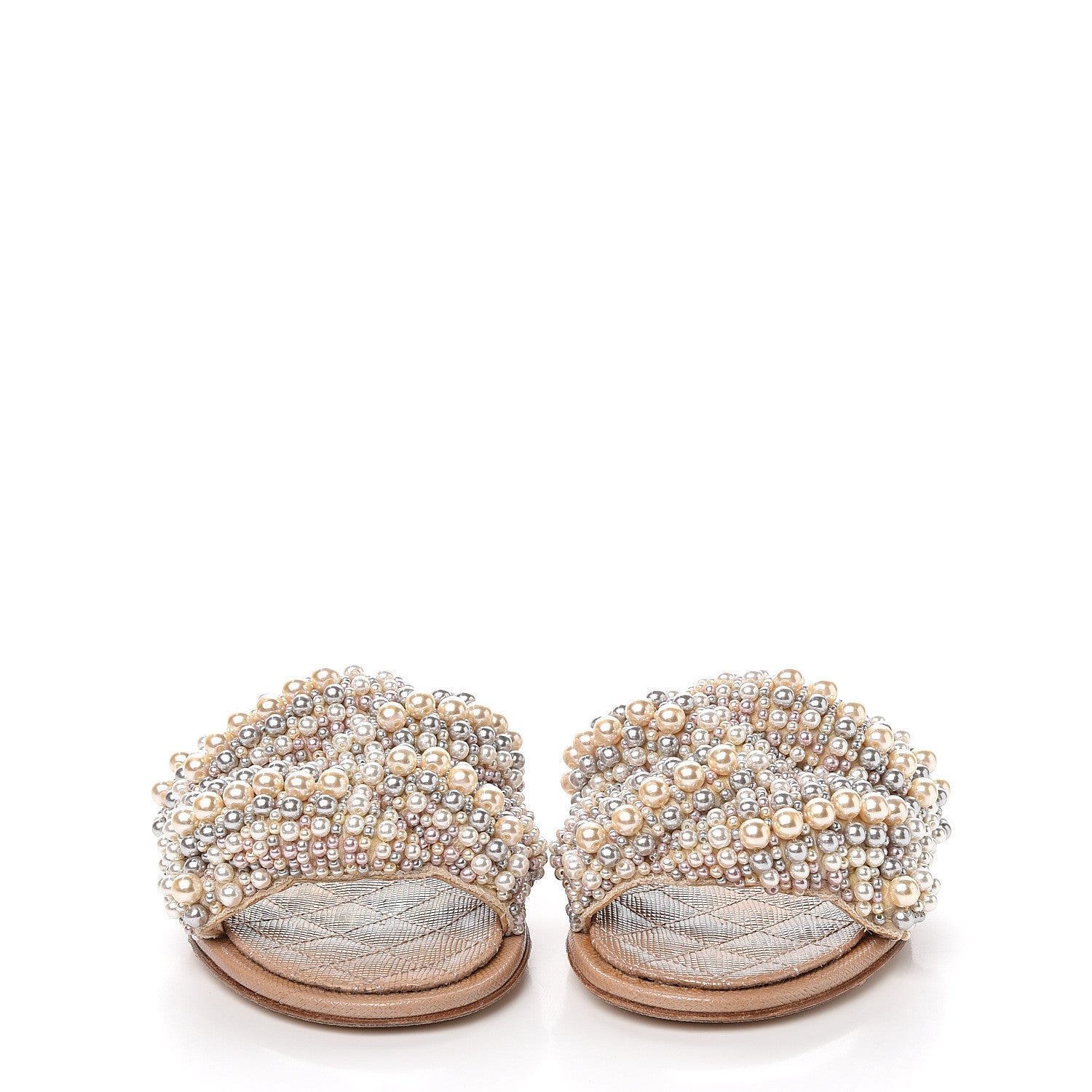 Chanel Fantasy Calfskin Pearl Cord CC Mules 36.5 Ivory Grey 2 of 9