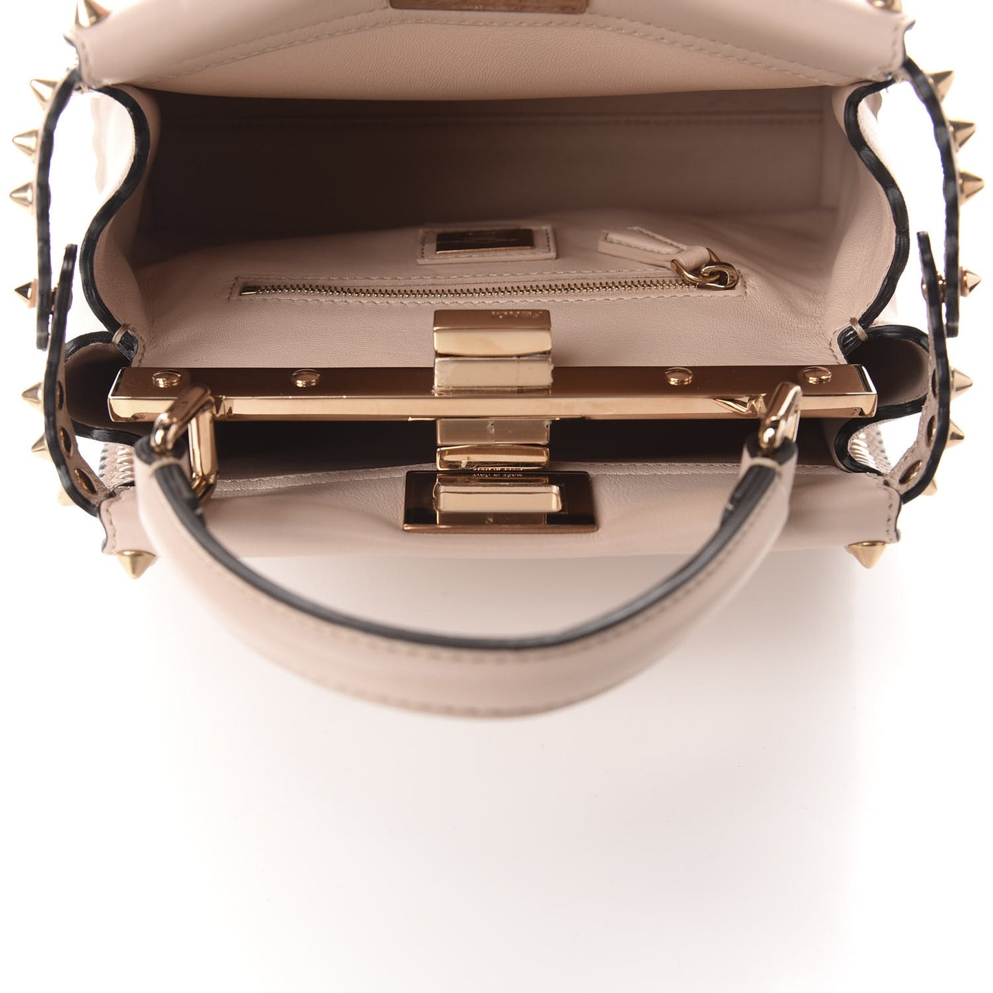 Vitello Seta Shiny Nappa Scalloped Studded Mini Peekaboo Iconic Satchel Soap