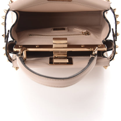 Fendi Vitello Seta Shiny Nappa Scalloped Studded Mini Peekaboo Iconic Satchel Soap 5 of 11
