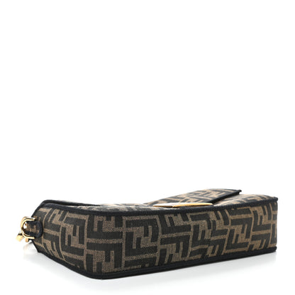 Fendi Fabric Jacquard FF 1974 Medium Baguette Tobacco Moro Black 4 of 10
