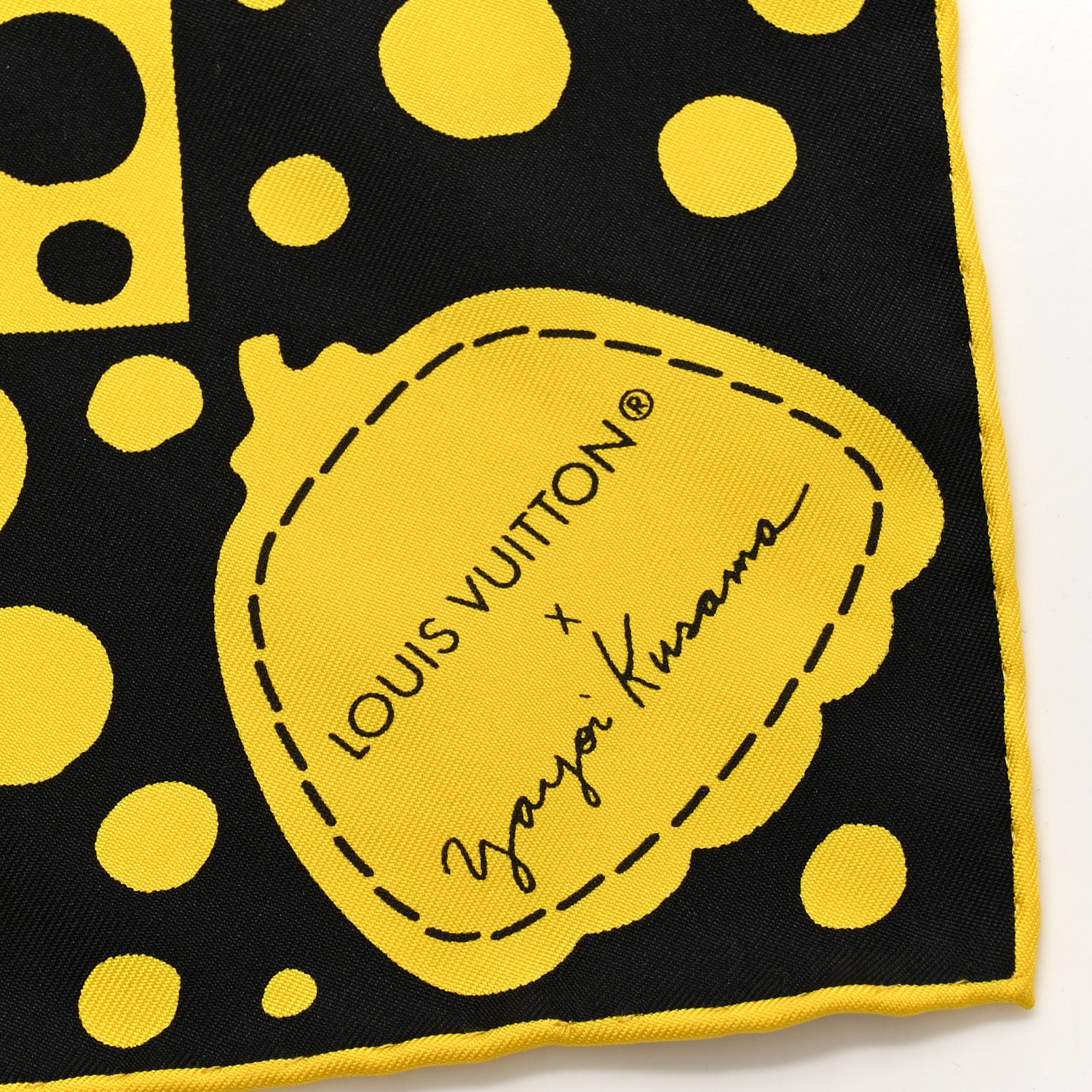 Louis Vuitton LV x YK Silk Monogram Dots Scarf 45 Yellow Black 2 of 4