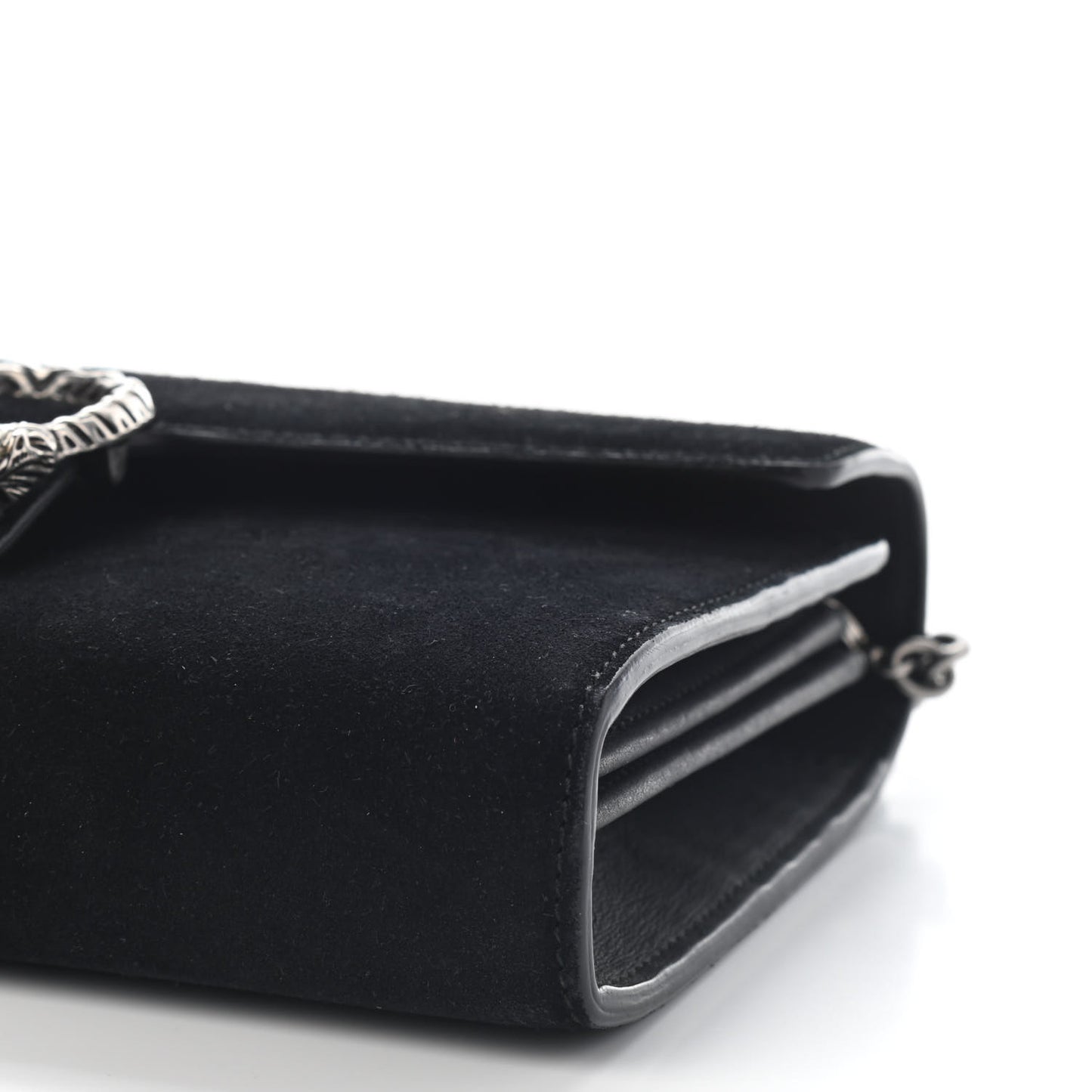 Suede Mini Dionysus Chain Wallet Black