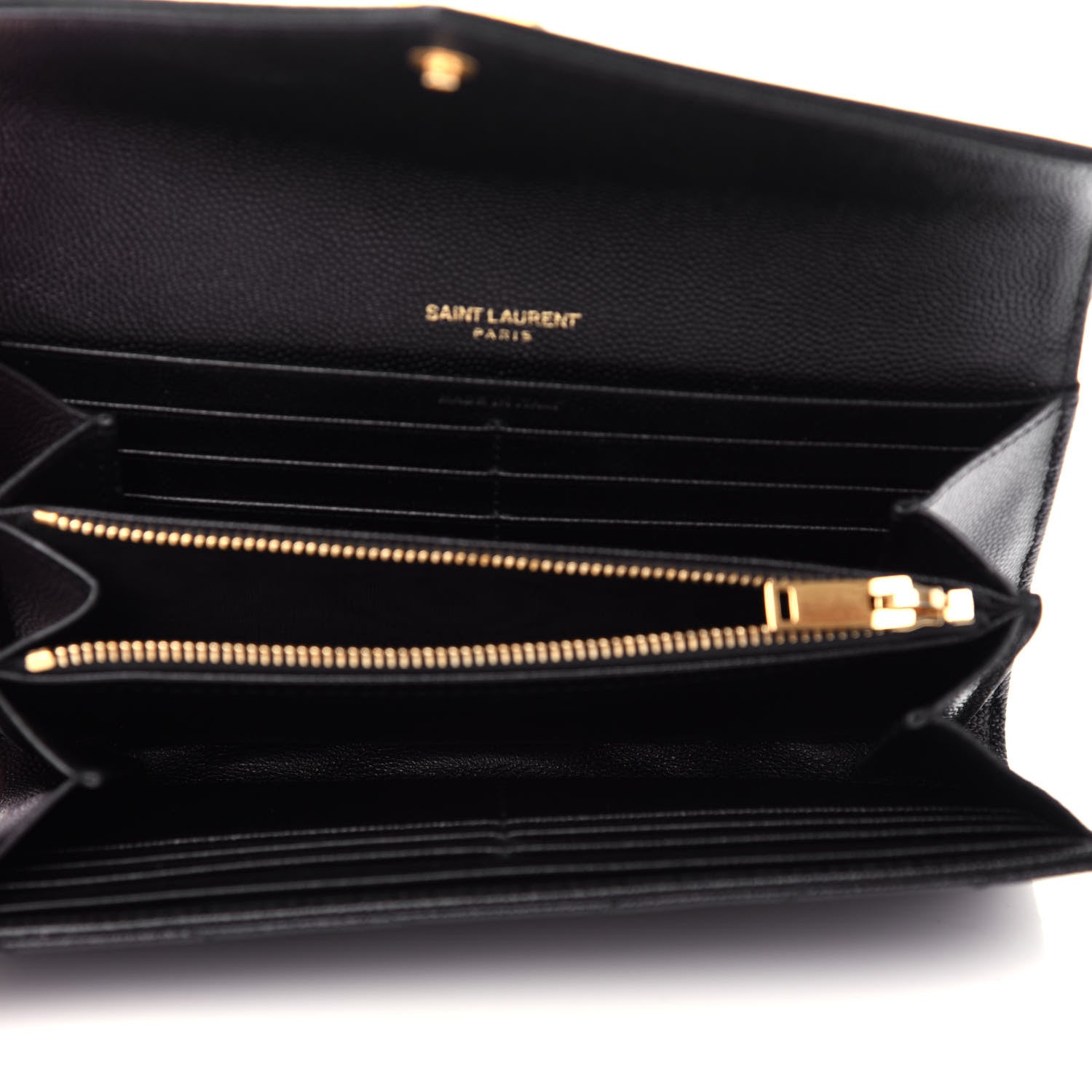 Saint Laurent Grain De Poudre Matelasse Chevron Monogram Flap Wallet Black 5 of 7