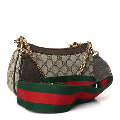 Gucci GG Supreme Monogram Textured Dollar Calfskin Web Small Ophidia GG Handbag Beige Ebony New Acero 3 of 10