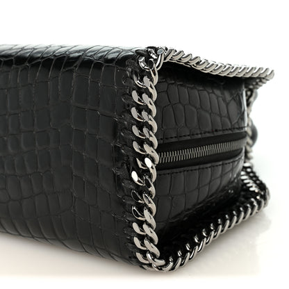 Stella McCartney Faux Leather Crocodile Embossed Mini Falabella Box Top Handle Bag Black 9 of 9