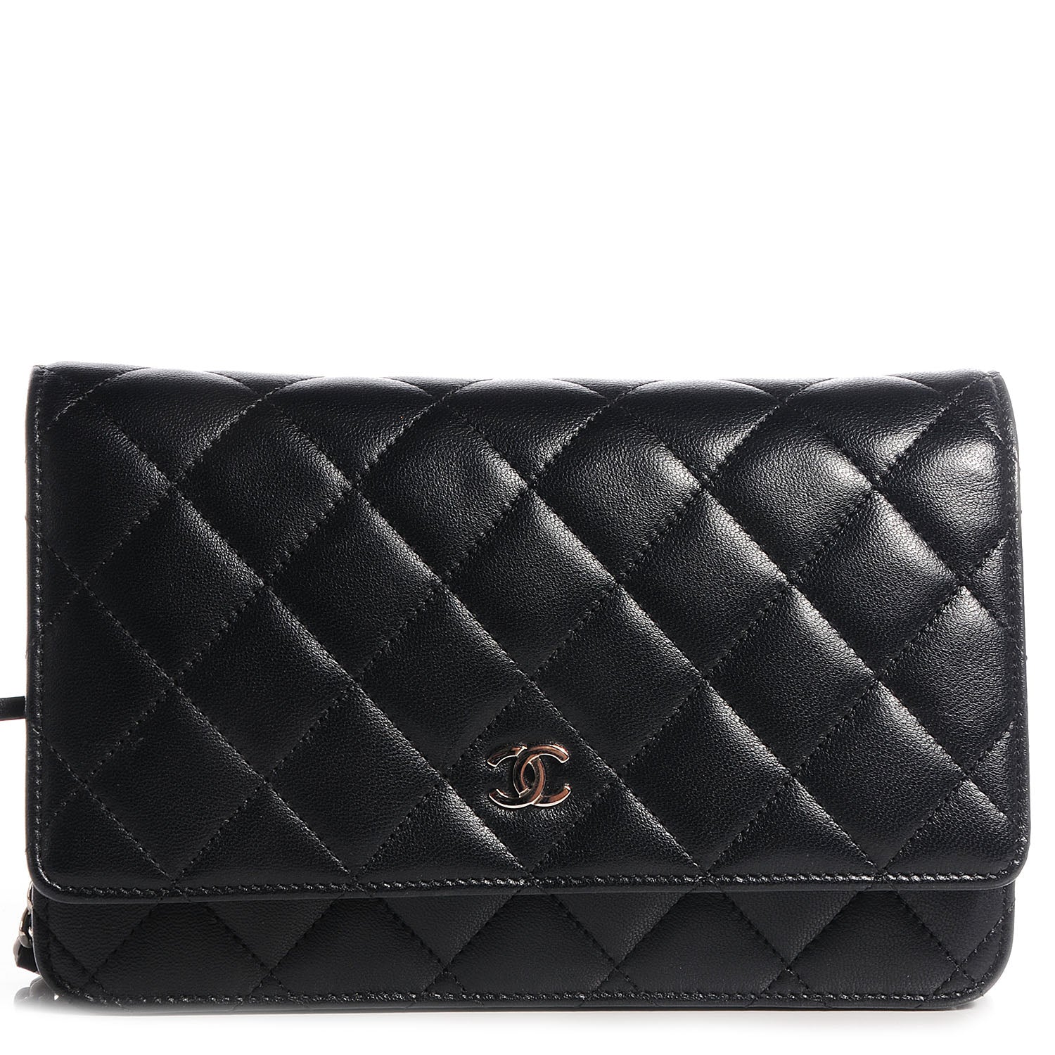 Chanel Lambskin Quilted Wallet On Chain WOC Black 1 of 9