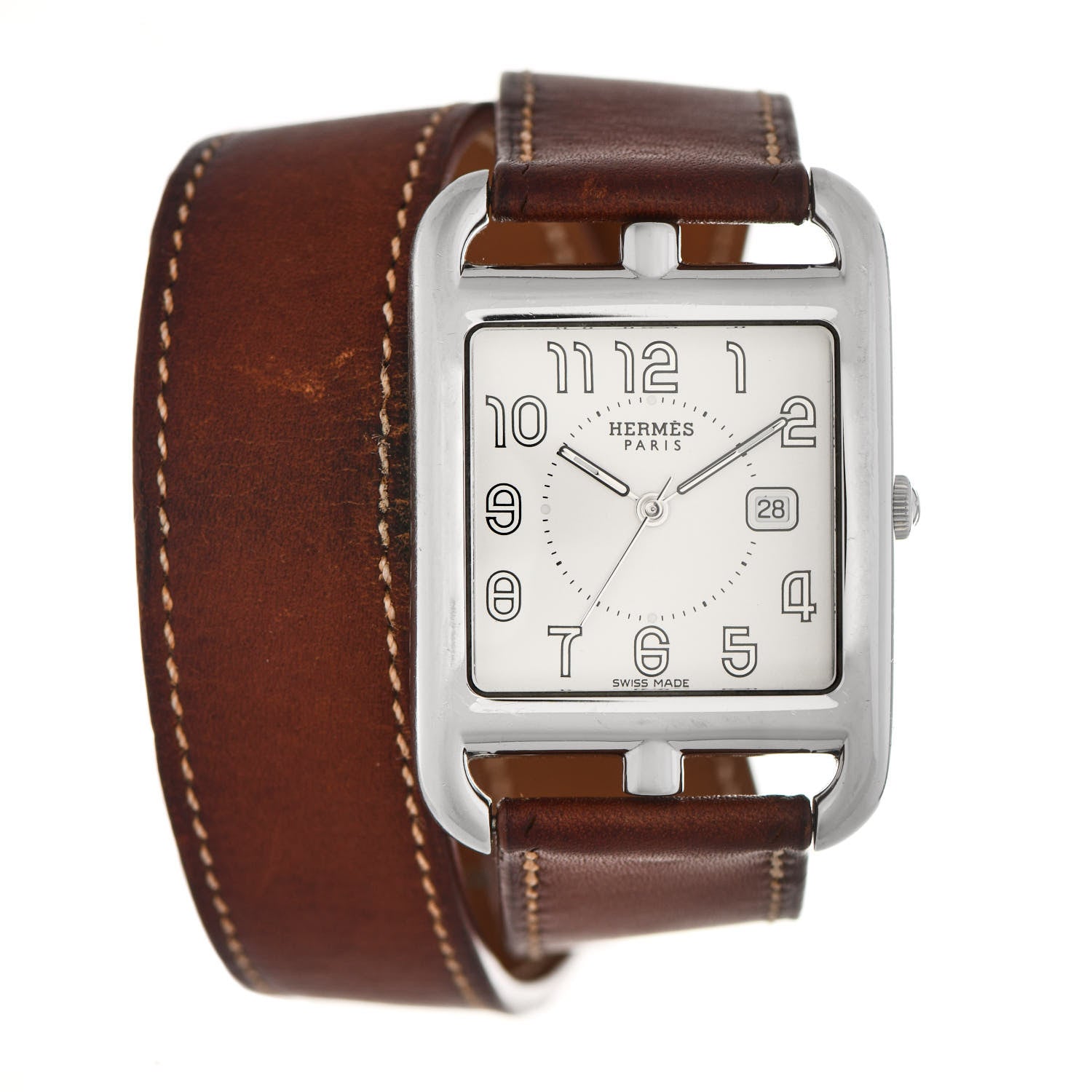 Hermes Stainless Steel Barenia 29mm Cape Cod Double Tour Quartz Watch Fauve 1 of 9