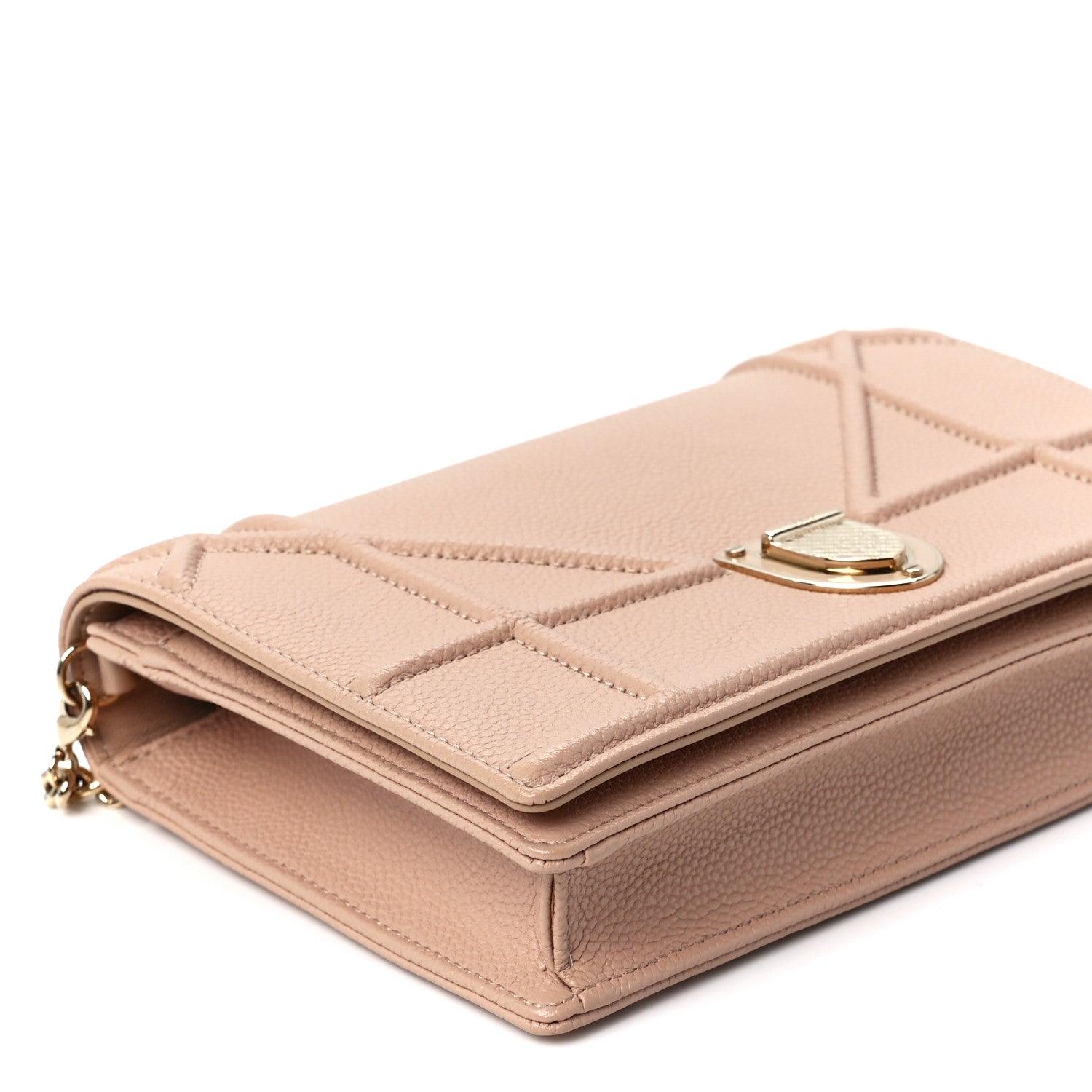 Christian Dior Grained Calfskin Diorama Wallet on Chain Pouch Nude 10 of 12