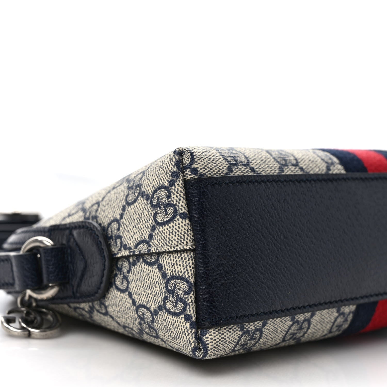 Gucci GG Supreme Monogram Textured Dollar Calfskin Web Small Ophidia Dome Shoulder Bag Beige Blue 7 of 8